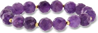 Ross-Simons Amethyst Bead Stretch Bracelet With 14kt Yellow Gold