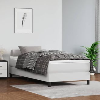 vidaXL Estructura De Cama Con Somier Cuero Sint&eacute;tico Blanco 100x200cm Vidaxl