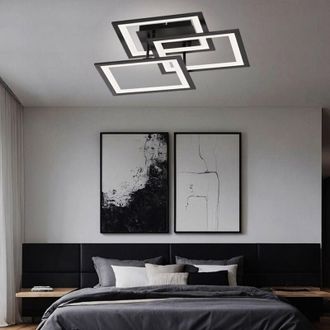 Wofi Leuchten Plafoniera a led nera moderna lampada da soggiorno dimmerabile, dimmer a 3 livelli tramite interruttore a parete, 1x led 33 watt 2500 lumen 3000K, l
