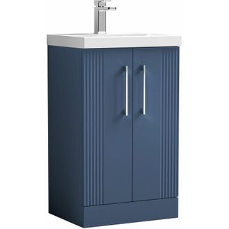 Nuie Nuie - Deco Floor Standing 2-Door Vanity Unit with Basin-3 500mm Wide - Satin Blue