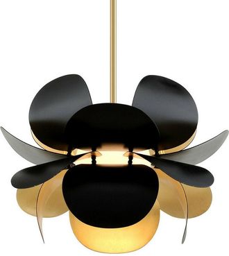 Hudson Valley Lighting Ginger 1 Light Pendant Gold Leaf, Black, Glass