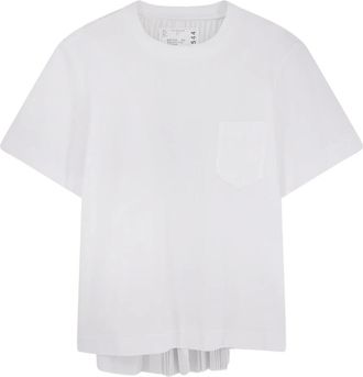 sacai T-Shirts, female, White, Size: M Pleated T-Shirt