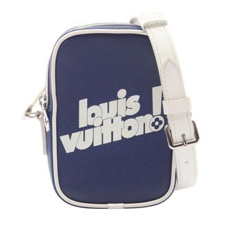 Louis Vuitton Navy White Leather Shoulder Bag (Pre-Owned)