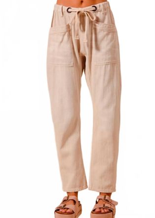 So Me Karina Drawsting Barrel Pants In Oatmeal