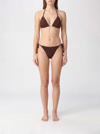 Hunza G Bikini a triangolo in tessuto goffrato con dettagli di perline