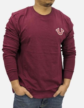 True Religion Mens True Religion 107704 Mens T Shirts Crew Neck Long Sleeve Summer Buddha T Shirt - Red - Size: 36