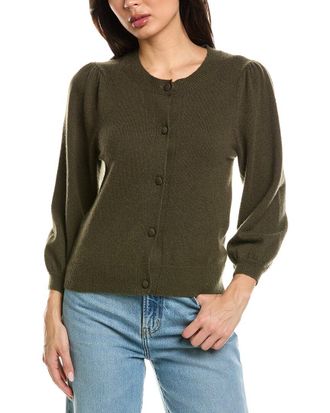 Brodie Poppy Puff Sleeve Cashmere Cardigan