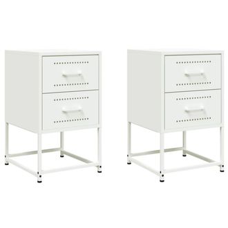 Berkfield Home Bedside Cabinets 2 pcs White 36x39x60.5 cm Steel