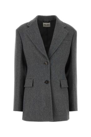 Miu Miu Donkergrijze Wollen Blazer
