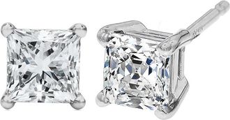 House of Brilliance 14K White Gold 1/2 Cttw Princess Cut Lab Grown Diamond Solitaire Stud Earrings (F-G, VS2-SI1)
