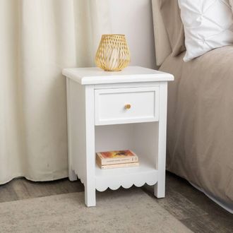 Melody Maison One Drawer Scalloped Bedside Table - Staunton White Range