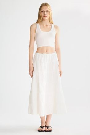 Orolay Bouquet Linen Skirt in White at Nordstrom, Size X-Small