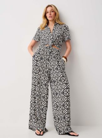 Vero Moda Womens Crinkled texture flowy wide-leg pant
