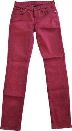 7 For All Mankind Womens Skinny Jeans In Red