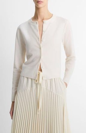 Vince Tipped Half Moon Cardigan in Off White/optic White at Nordstrom Rack, Size X-Small