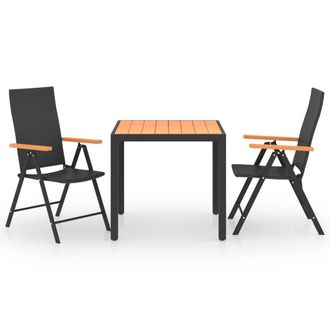 Berkfield Home 3 Piece Garden Dining Set Black & Brown