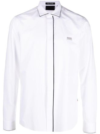 Philipp Plein Sugar Daddy contrasting-trim shirt - men - Cotton - S - White