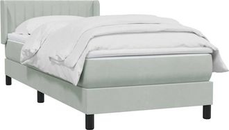 vidaXL Cama Box Spring Con Colch&oacute;n Terciopelo Gris Claro 80x210 Cm Vidaxl