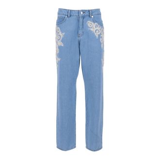 Ermanno Scervino Straight Jeans, female, Blue, Size: XS Jeans con applicazione