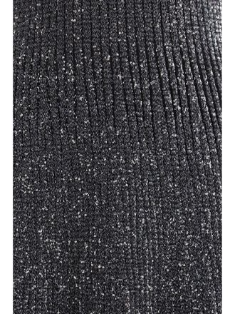 Alaia Womens Midi Dress Sequined Black Polyamide