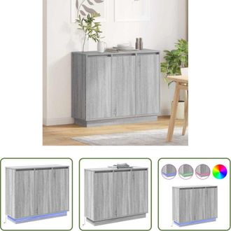 vidaXL Mobili moderni - Madia LED Grigio Sonoma 90 x 32 x 75 cm Legno multistrato