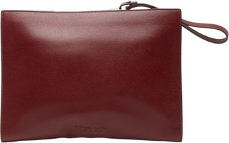 Bottega Veneta Bordeaux Leather Clutch Bag (Pre-Owned)