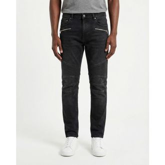 Balmain MenS Ribbed Slim Jeans - Double Stonewash Nwt, Size 34