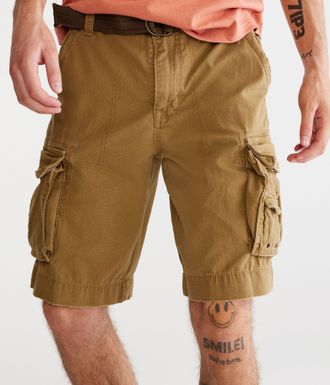 A&eacute;ropostale Mens Mens Solid Belted Cargo Shorts*** Black