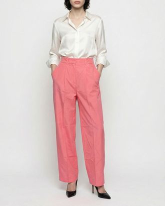 PESERICO Womens Pink Coral Tailored Trousers, Size 42