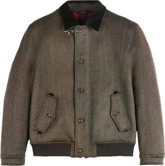 Fay Structured Brown Textured Casual Jacket