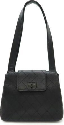 Chanel Black Leather Shoulder Bag Tote Bag (Pre-Owned)