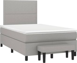 vidaXL Vidaxl - Cama Box Spring Con Colch&oacute;n Tela Gris Claro 120x190 Cm