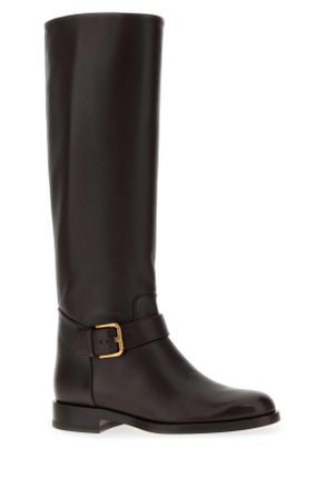Dolce & Gabbana Womens Chocolate Leather Boots Testadimoro Stivali