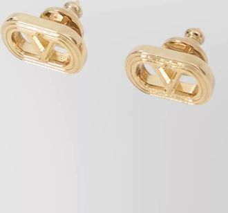 Valentino Garavani oval brass stud earrings modern design