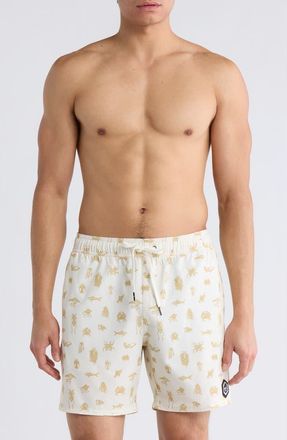 Rvca Sea Life Swim Trunks in Natural at Nordstrom Rack, Size Xx-Large