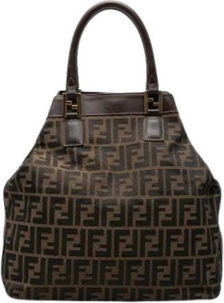 Fendi Pre-owned Canvas Tote - Dames - Vintage Handtas - Bruin - ONE Size - Leer - Vintage