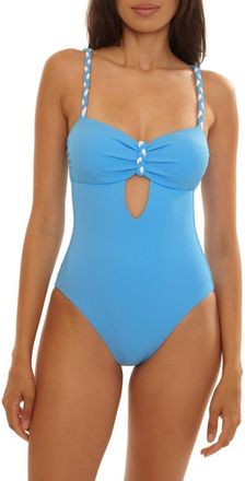 BECCA by Rebecca Virtue Modern Edge One-Piece Swimsuit in Sky Blue at Nordstrom, Size Medium