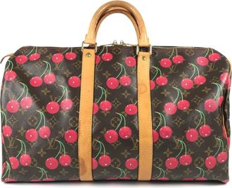 Louis Vuitton Brown Red Color Monogram Cherry Blossom Canvas Boston Bag (Pre-Owned)