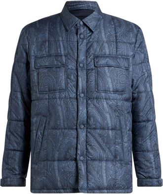 Etro Giacca-camicia trapuntata con stampa - Blu