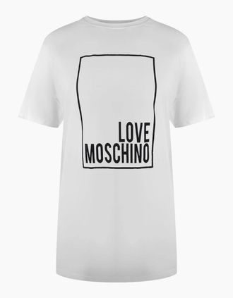Love Moschino Womens Love Moschino Box Logo White T-Shirt - Size: 18/16