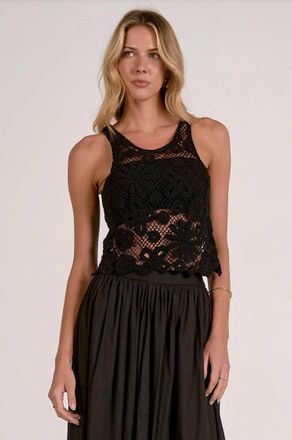 Elan Blake Crochet Tank Top In Black