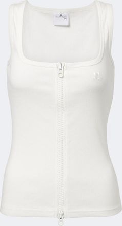 Courr&egrave;ges Courr&egrave;ges Ribbed-knit cotton zip-up tank top