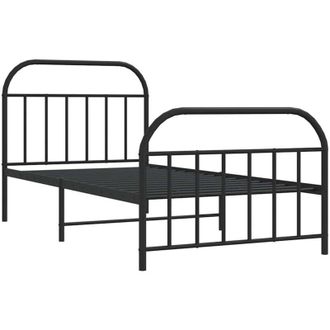 vidaXL Estructura Cama Sin Colch&oacute;n Con Estribo Metal Negro 100x200 Cm Vidaxl