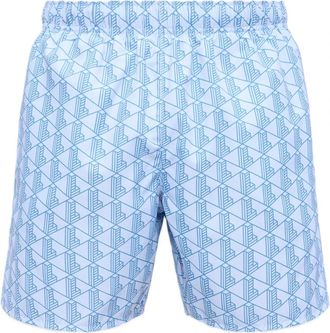 Lacoste Monogram Print Midi Beach Boxer Shorts - Heren - Strandmode - Blauw - L - Katoen - Badmode