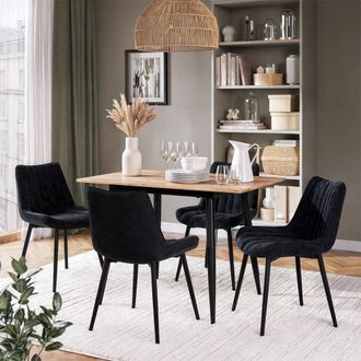 Vicco Silla De Comedor Ravlo, Negro, 51 X 57 Cm Juego De 4, Vicco