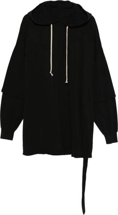 Rick Owens Dubbelgelaagde Zwarte Hoodie - Heren - Hoodies - Zwart - ONE Size - Katoen - Hoodies & sweatvesten