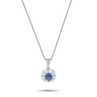 Luxury Bazaar Platinum 0.66ct Diamond and Sapphire Pendant Necklace MF15-041326