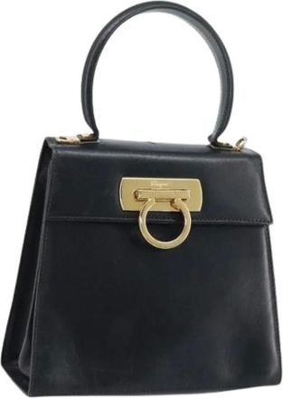 Ferragamo Pre-owned Handbags, female, Black, Size: ONE SIZE Pre-owned Leather Handbag