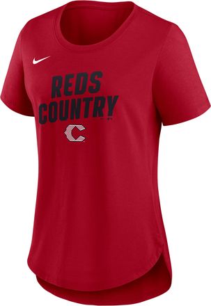 Nike Cincinnati Reds Team Phrase City Connect Lockup Nike Womens MLB T-Shirt in Red | NKMV6DLRED-ASK