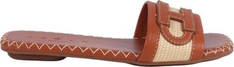 Hogan H685 Woven Beige Slide Sandals
